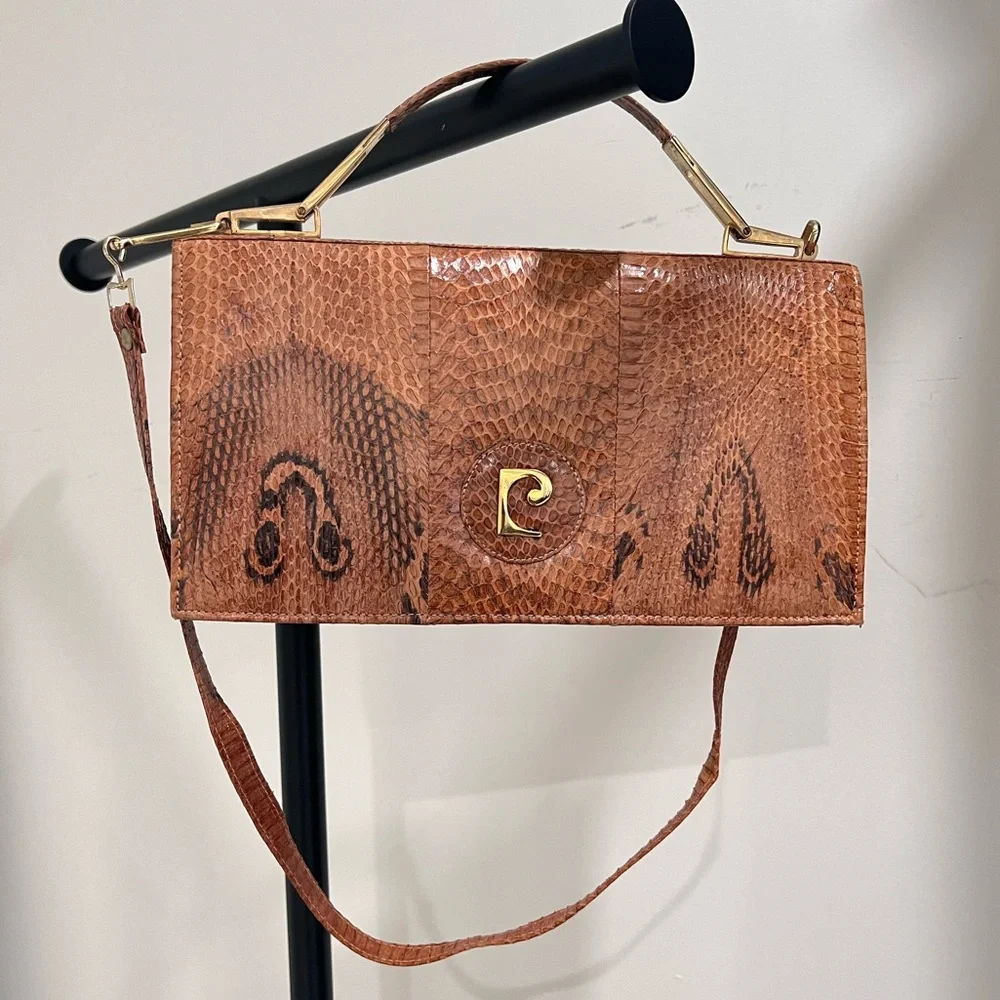 Vintage Pierre Cardin Croc leather shoulder handbag purse - Picture 1 of 10